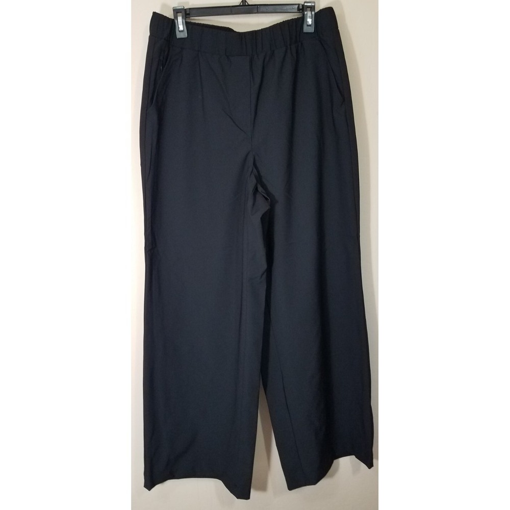 Lane Bryant On The Go Pants Women size 14 Black Pull-On Wide Leg Elastic‎ Waist